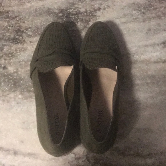 JustFab Shoes Army Green Loafers Poshmark